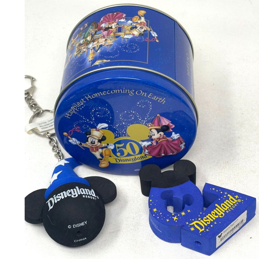 Disneyland - 50th Anniversary - Tin Container, Keychain & Antenna Topper - New